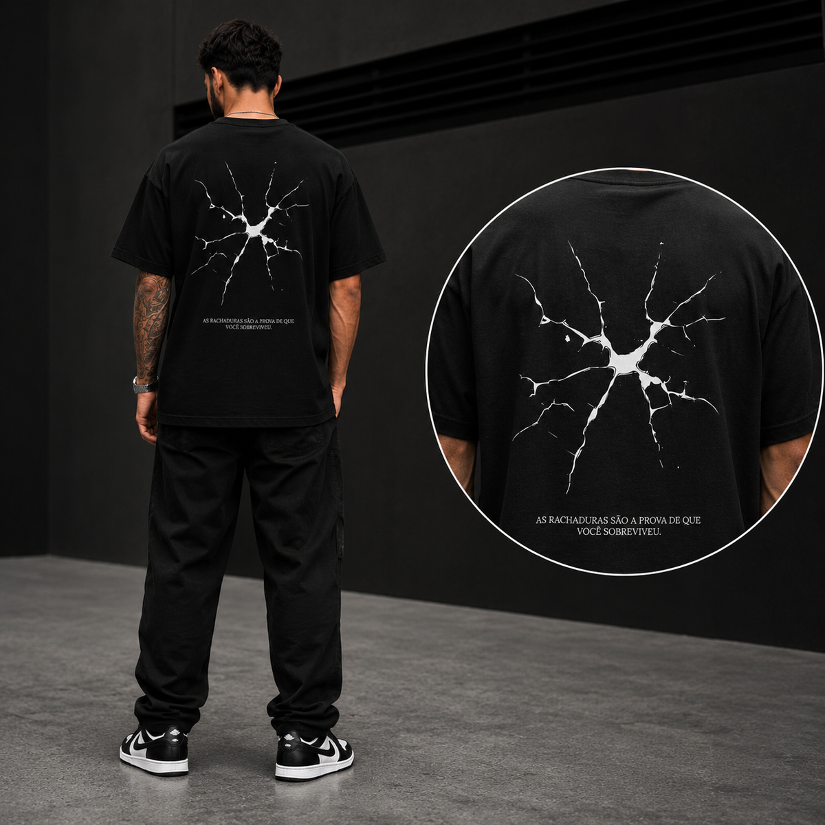 Camiseta Unissex Superação "As Rachaduras São a Prova de Que Você Sobreviveu"